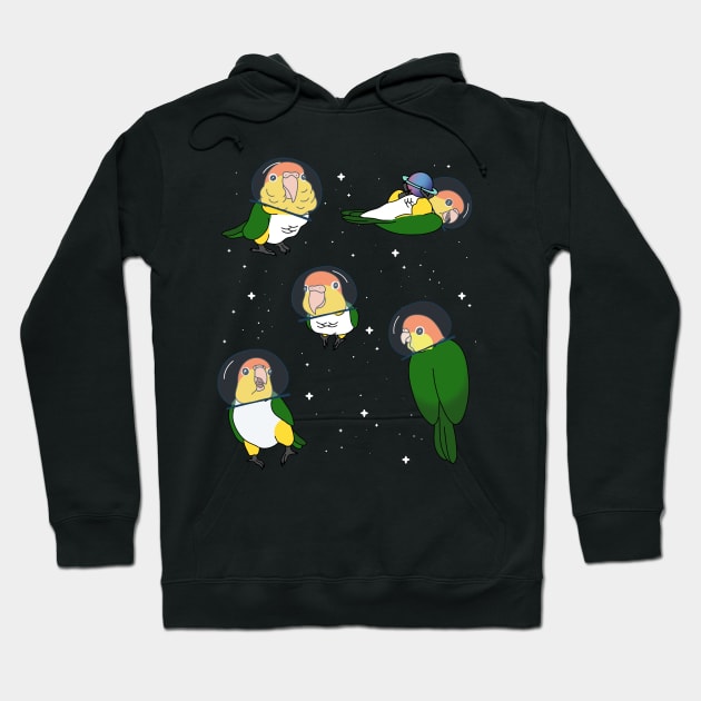 Space Birbs White Bellied Caique Hoodie by FandomizedRose